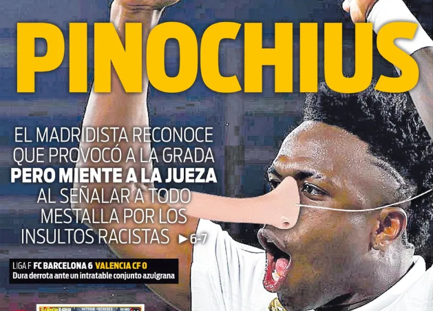 Jornal de Valência chama Vinicius Junior de “Pinóquio” após depoimento